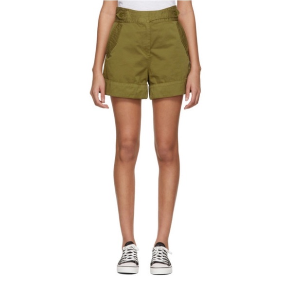 Rag & Bone Shorts Mandy Cotton Khaki Shorts High Rise Rolled Cuffs Military - Picture 9 of 10